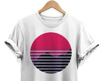 Retro Sunset T-shirt, Vaporwave Graphic Tee, Lo-Fi Clothing