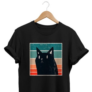 Retro Cat Shirt, Grunge Clothing, Alternative Clothes, Old School T-shirt, Retro 80s Tshirt, Vintage 90s Tee, Cat Lover Gift, Retrowave Top