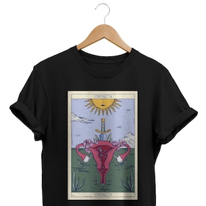 Uterus Power T-shirt, Feminist Shirt, Girl Power, Strength Tarot Card, Grunge Clothing, Witchy Apparel, Occultism Outfit, Tarot Clothes