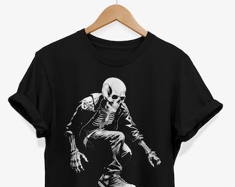 Skeleton Skateboarder T-Shirt: Punk Rock Gothic Streetwear