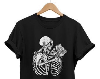 Skelett Liebhaber Shirt, Gothic T-Shirt, Grunge Kleidung, ästhetisches Top, Goth Tee, Pastel Goth Kleidung, Alternative Outfit, Valentinstag Geschenk