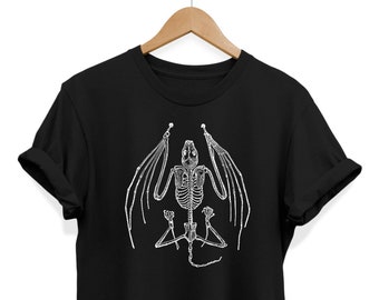 Bat Skeleton Goth Tshirt, Skull Gothic Shirt, Alternative Clothing, Pastel Goth Clothes, Edgy Outfit, E-boy E-girl Tee, Emo Top, Occult Gift