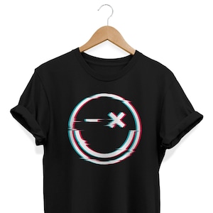 Glitch Smiley T-Shirt, Alternative Clothing, Grunge Shirt, Glitch Clothes, Retro Tee, Casual Streetwear, Edgy Apparel, E-girl Top, Emo Shirt