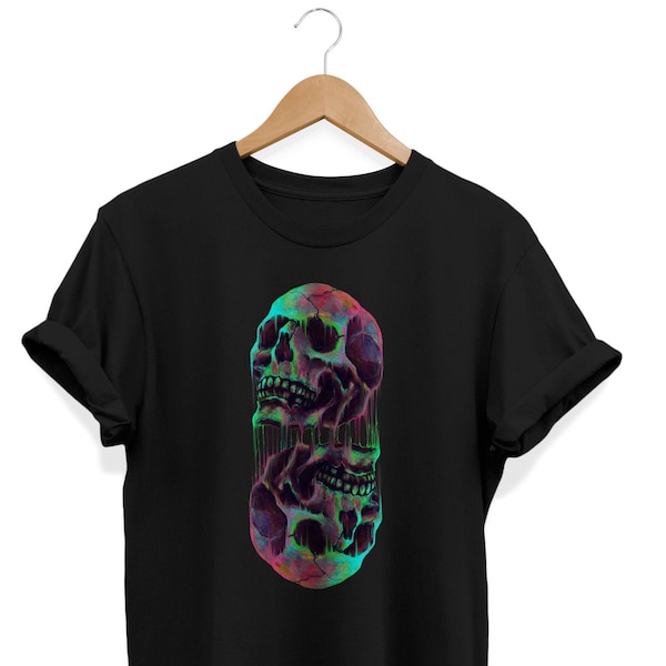 Neon Totenkopf Shirt, Gothic Tshirt, Pastel Goth Kleidung, Grunge Kleidung, Alternative Kleidung, Edgy Outfit, Okkult Top, E-girl Mode