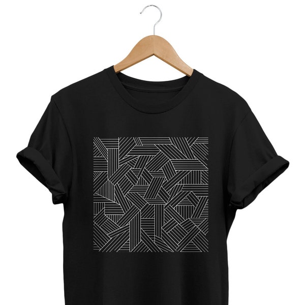 Abstract shirt, minimalistisch T-shirt, kunstzinnig T-shirt, geometrische top, moderne kunst, artistiek cadeau, geometrie T-shirt, esthetische kleding, kleding uit de jaren 90