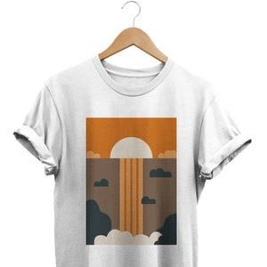 Abstract Sunset Landscape T-shirt: 90s Minimalist Graphic Tee