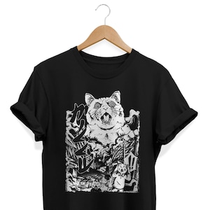 Japanisches Monster Cat T-Shirt | Urban Chaos T-Shirt | Japanische Apocalyptic Streetwear