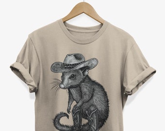 Retro Opossum Cowboy T-shirt: Western Graphic Tee