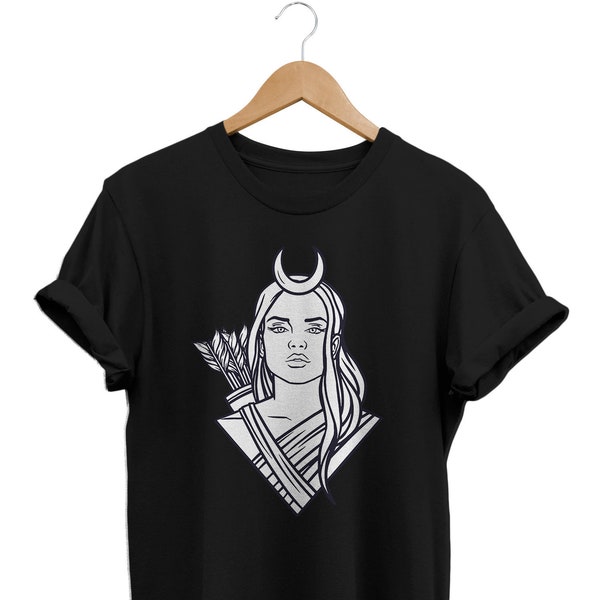 T-shirt Artemis Goddess, Chemise Witchcore, Vêtements Dark Academia, Chemise païenne, T-shirt Wiccan, Cadeau de sorcellerie, Tenue de sorcière, Féminin Sacré