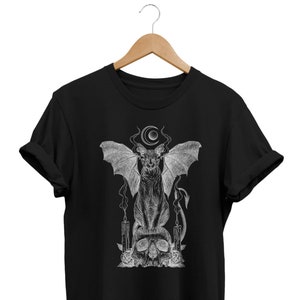 Satanic Bat Cat T-Shirt: Gothic Occult Graphic Tee