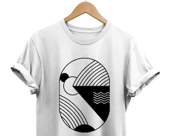Maglietta minimalista: maglietta grafica geometrica astratta, regalo d'arte retrò
