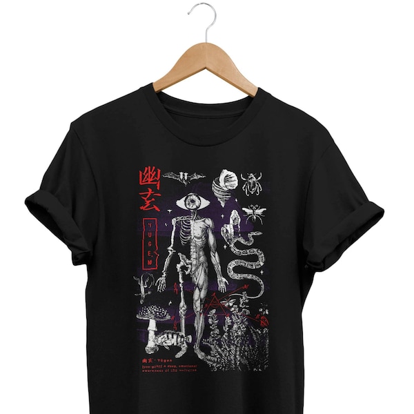 Death Wisdom Shirt, Grunge Kleidung, Alternative Kleidung, Gothic T-shirt, Gothic Outfit, Edgy Fashion, E-Girl Top, E-boy Kleidung, Skelett T-Shirt