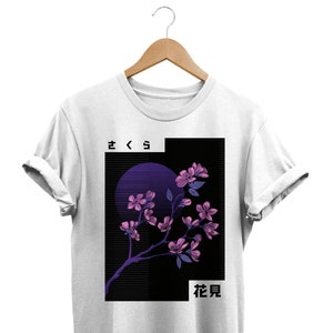 Synthwave Sakura Tshirt Japanese Aesthetic Shirt Edgy - Etsy