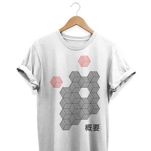 Camiseta japonesa abstrata: streetwear artístico geométrico