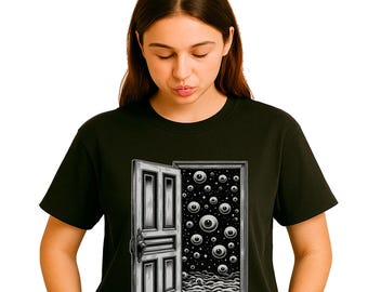 Surreal Eyeballs Door T-Shirt | Weirdcore Goth Tee