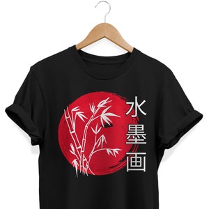 Japanese Red Sun Artistic Shirt, Sumi Rising Sun Aesthetic T-shirt, Japan Streetwear, Kanji Style Outfit, Japandi Gifts
