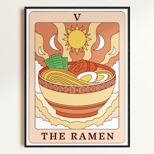 Die Ramen-Wand-Kunst | Retro japanische Tarot-Kartendruck | Vintage Ramen Schüssel Poster