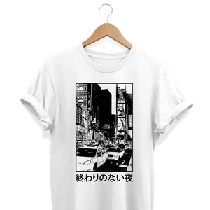 Japanese Nights Shirt, Japanese Aesthetic, Japan Streetwear, Edgy Clothes, Grunge Outfit, Kanji Apparel, J-Fashion Tees