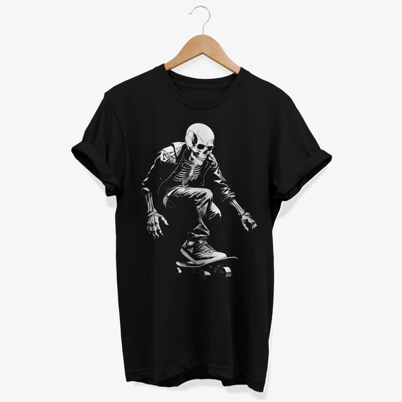 スケルトン スケートボーダー Tシャツ: パンクロック ゴシック