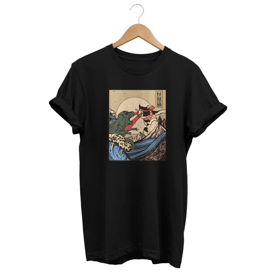 Vintage Japanese Monster Cat T-shirt, Japan Streetwear