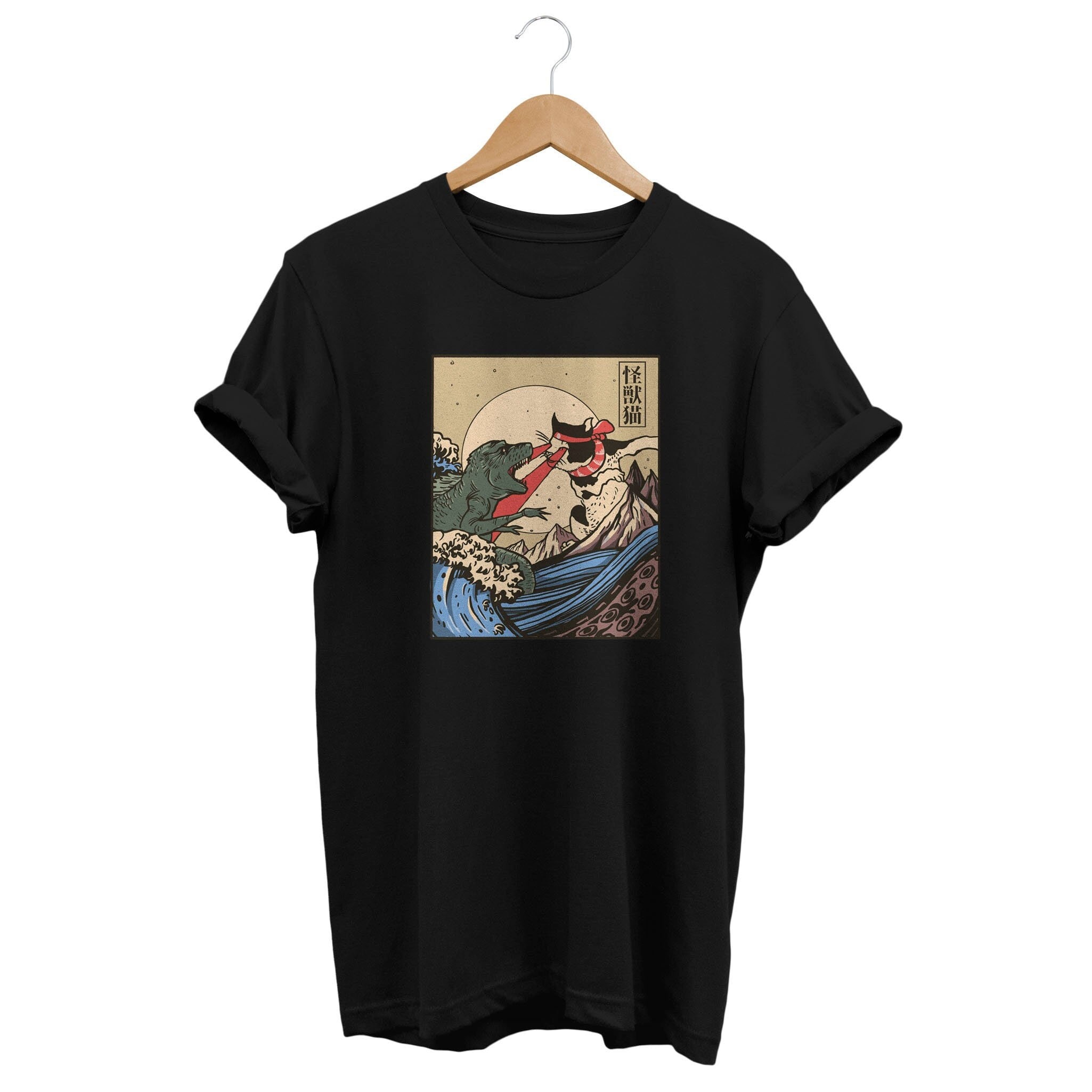 Vintage Japanese Monster Cat T-shirt, Japan Streetwear