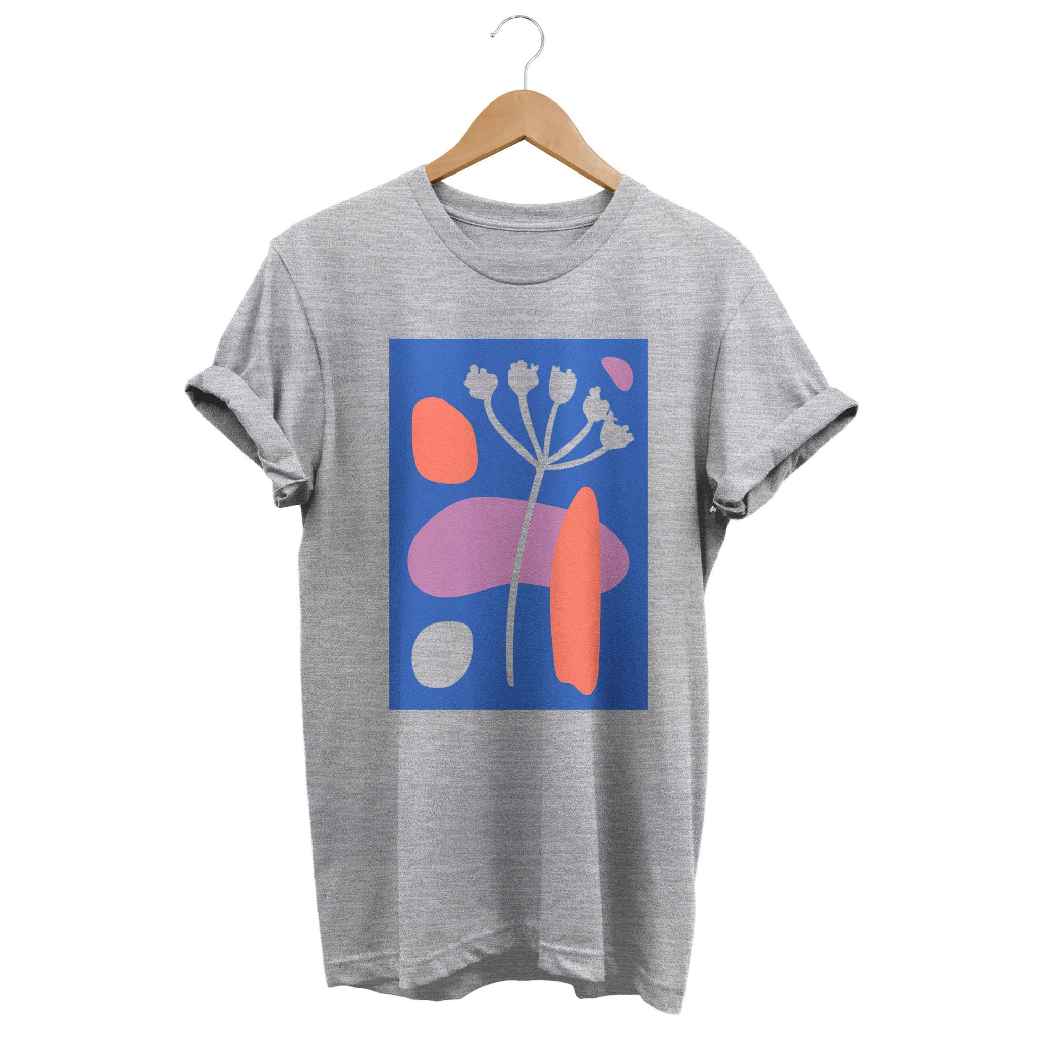 Floral Abstract Art Shapes T-shirt, Artistic Minimalist