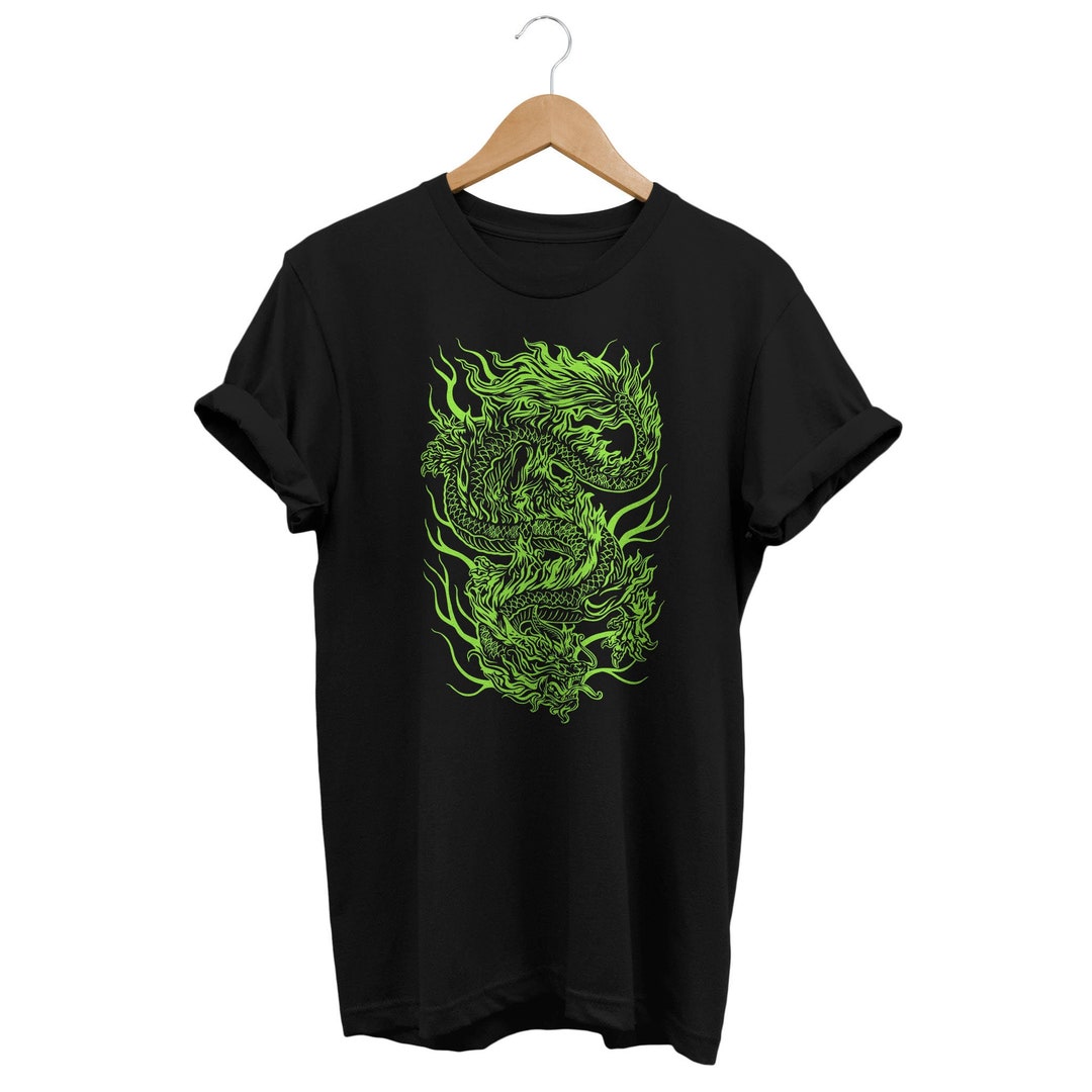 Green Dragon T-shirt: Japanese Tattoo Art, Urban Streetwear - Etsy