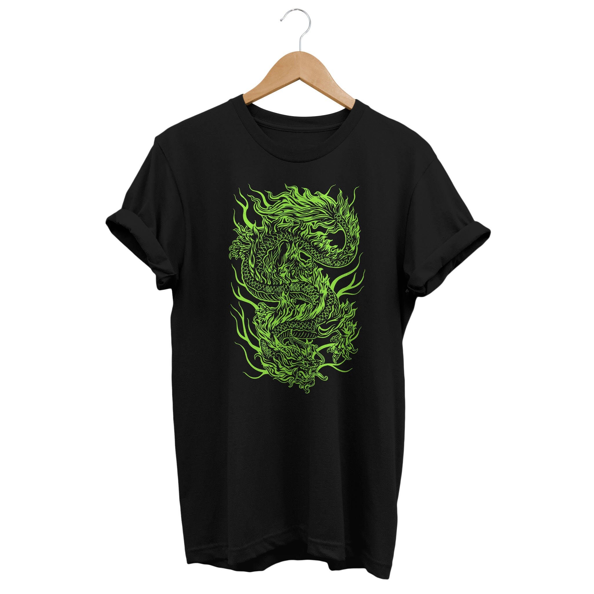 Camiseta negra dragon verde hotsell