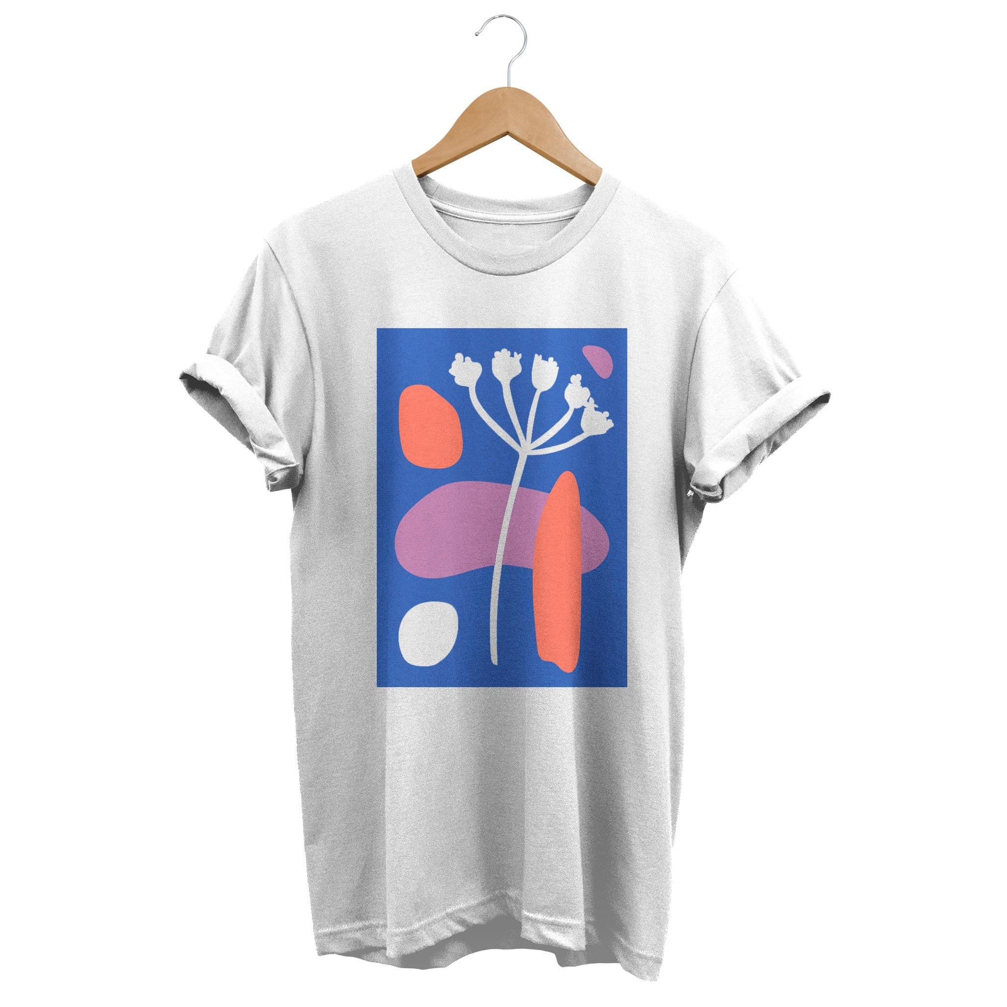 Floral Abstract Art Shapes T-shirt, Artistic Minimalist Flower 