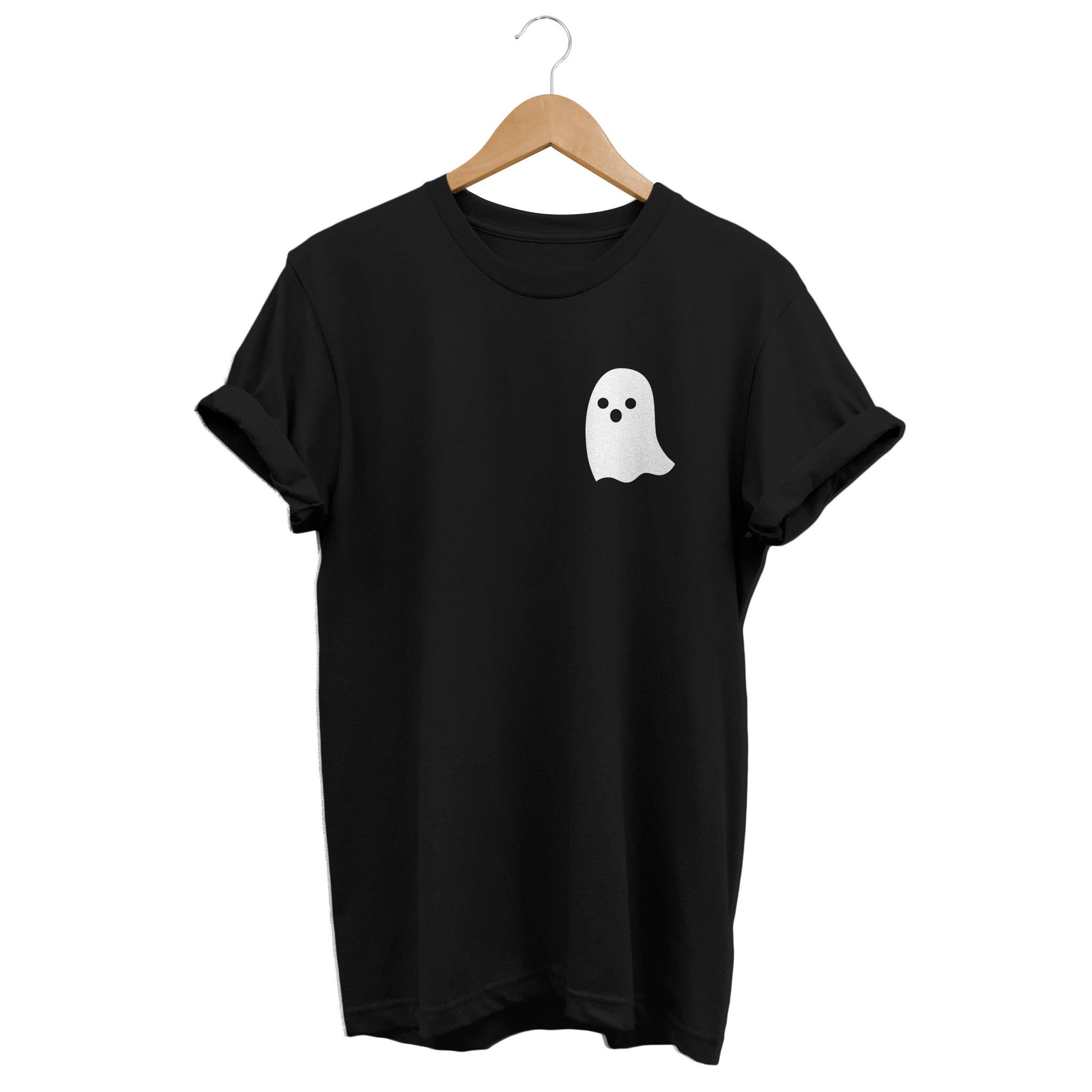 Roblox T-shirt // white and black halloween ghost themed top ☁️🖤