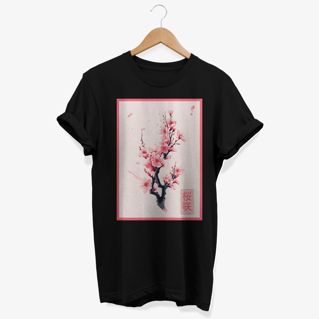 Cardydony Japanese-style Pink Cherry Blossom Embroidered Art Round Neck Tie-waist Shirt main image 1