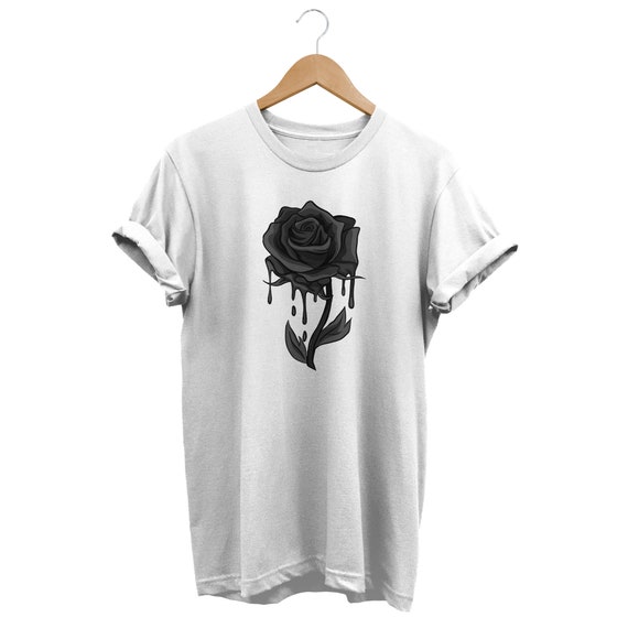 fort Volharding oud Bleeding Black Rose T-shirt zachte grunge kleding esthetisch - Etsy België