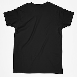 May include: A plain black t-shirt with short sleeves.