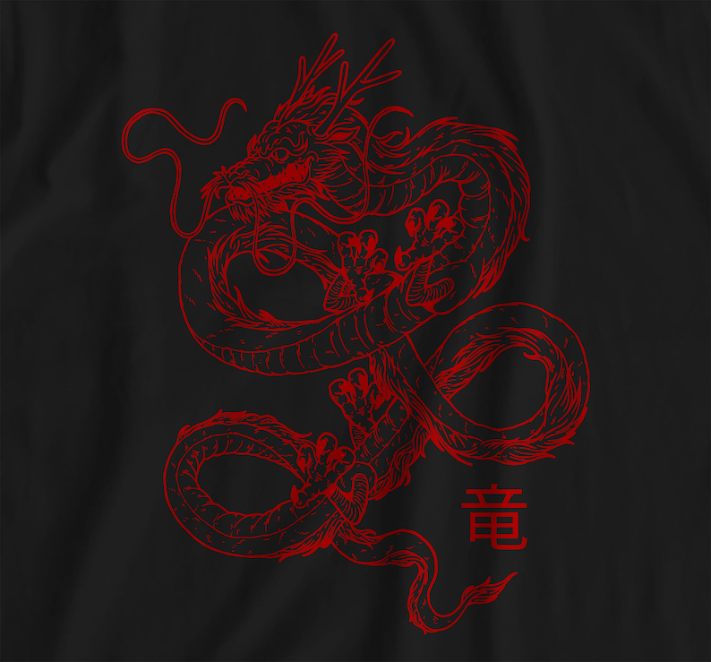 Japanese Aesthetic Red Dragon T-shirt Tattoo Art Outfit - Etsy