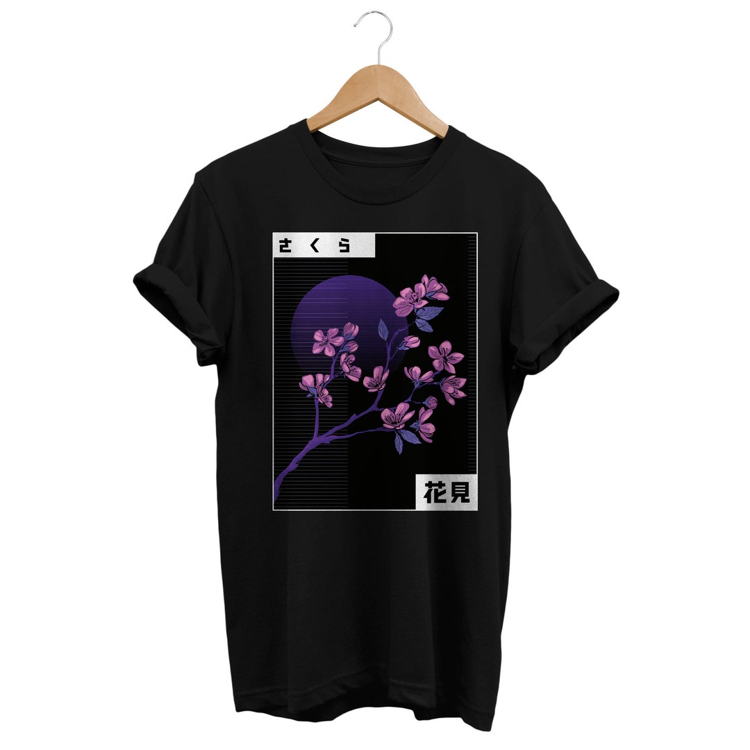 Synthwave Sakura Tshirt Japanese Aesthetic Shirt Edgy - Etsy