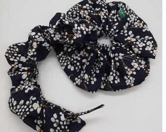 Scrunchie headband, ruffle headband, curled headband, giant scrunchie, huge scrunchie, blue headband and scrunchie set