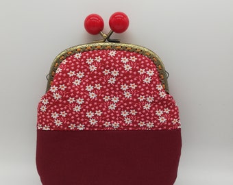 Clutch bag for everything, hand clutch, clap click clutch bag, snap pouch, floral clutch, spring clutch, burgundy clutch