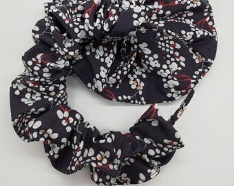 Scrunchie headband, ruffle headband, curled headband, giant scrunchie, huge scrunchie, blue and red headband and scrunchie set