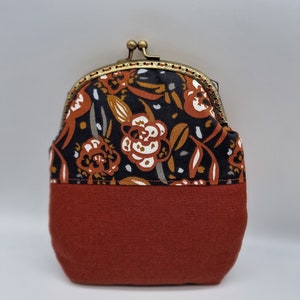 Pochette pour tout, pochette à main, pochette cliquet, pochette à pression, pochette d’automne, pochette rouille, pochette florale