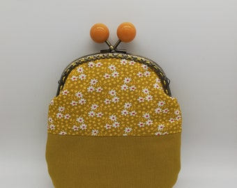Clutch bag for everything, hand clutch, clap click clutch, snap pouch, floral clutch, spring clutch bag, ochre clutch