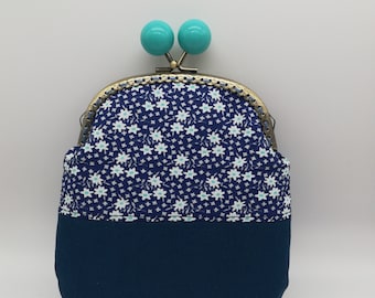 Clutch bag for everything, hand clutch, click clac clutch bag, snap pouch, floral clutch, spring clutch bag, blue clutch
