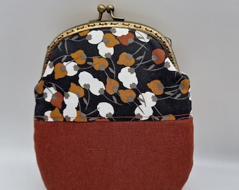 Clutch bag for everything, hand clutch, click clac clutch bag, snap pouch, autumn clutch, rust clutch bag, leaf clutch