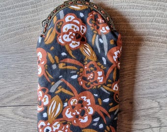 Glasses pouch, hand pouch, click clack pouch, snap pouch, autumn pouch, floral pouch, terracotta pouch