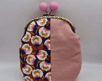 Clutch bag for everything, hand clutch, click clap clutch, snap pouch, autumn clutch, pink clutch, floral clutch