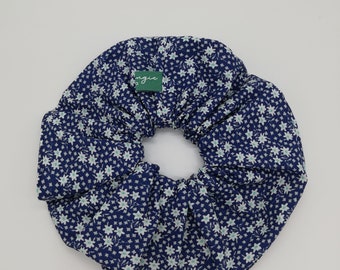 Elastic hair, hair accessory, scrunchie floral fabric, blue elastic celestial flowers