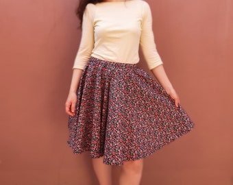 Tailored skirt, wheel skirt, one size skirt, cotton skirt, spring skirt, flower skirt, colorful skirt