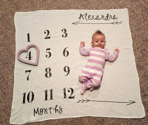 etsy baby month blanket