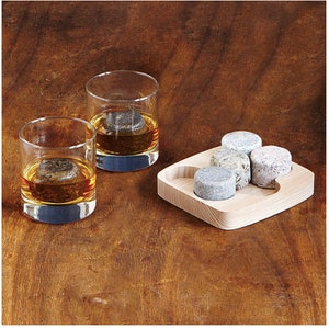 On The Rocks Solid Granite Whiskey and Scotch Chillers, Barware, Gift Set, Freezer to Table