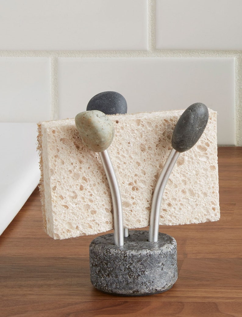 Stone Sponge Holder - Granite Sink Organizer - Kitchen Counter Space Saver - Unique Kitchen Gift image 2