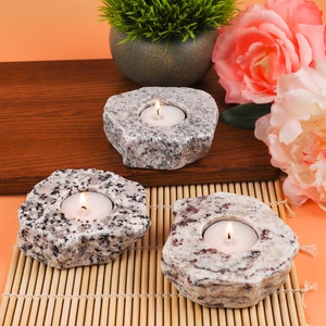 Ember - Natural Edge Granite Tea Light Holder